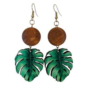 Palm Leaf Wooden Earrings